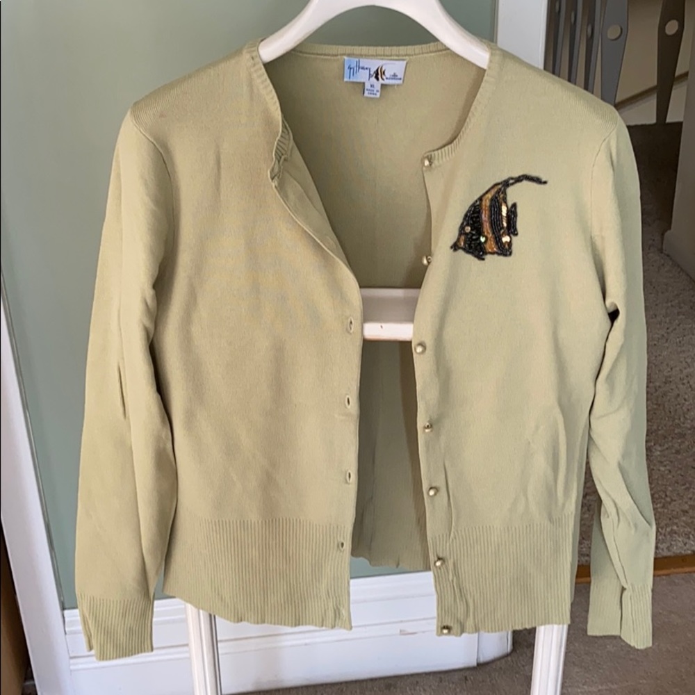 Embellished Green Guy Harvey Cardigan